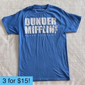The Office Dunder Mifflin Inc Paper Company Blue White Short Sleeve T-Shirt S
